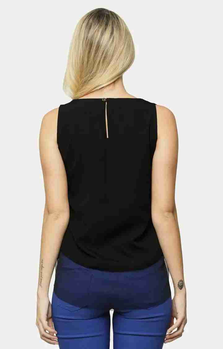 Women's Black Crepe SolidCasualwear Tops