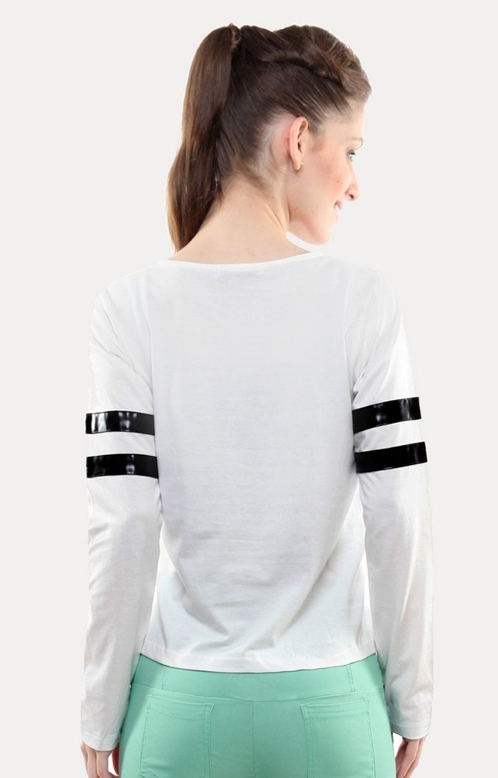 Women's White Crepe SolidCasualwear Regular T-Shirts