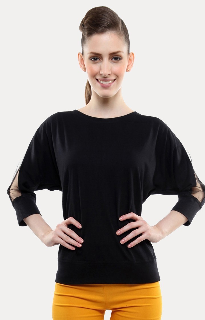 MISS CHASE | Women's Black Solid Tops