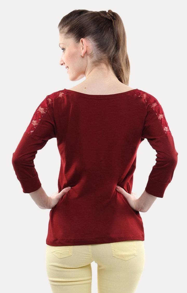 Women's Red Viscose SolidCasualwear Regular T-Shirts