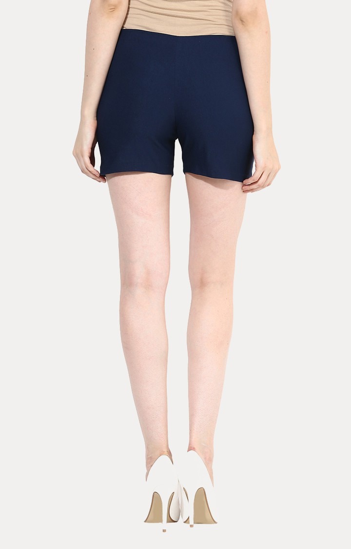 Women's Blue Solid Shorts