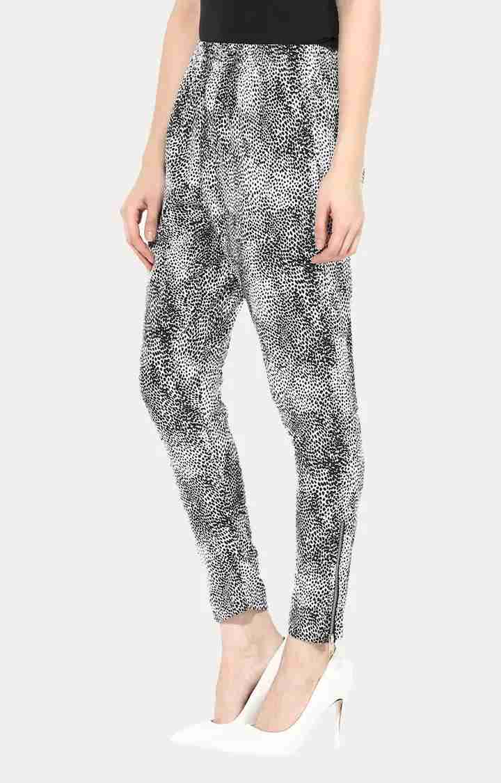 Women's Black Printed Casual Pants