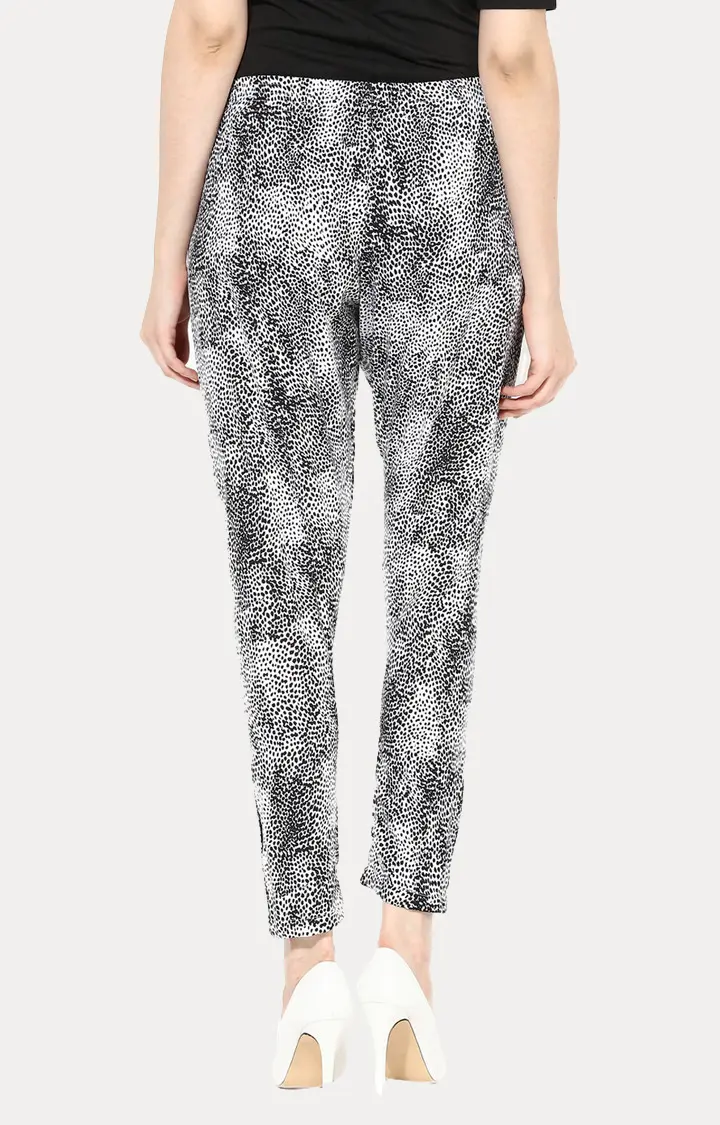 Women's Black Printed Casual Pants