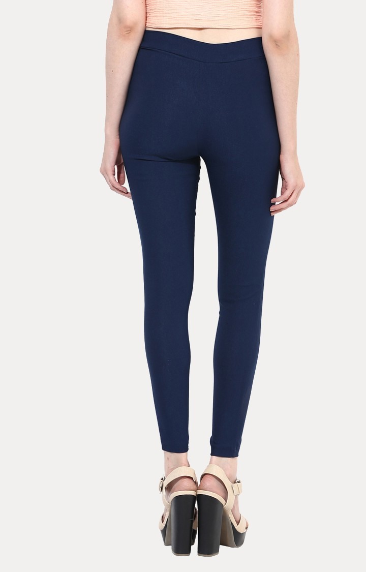 Women's Blue Solid Jeggings