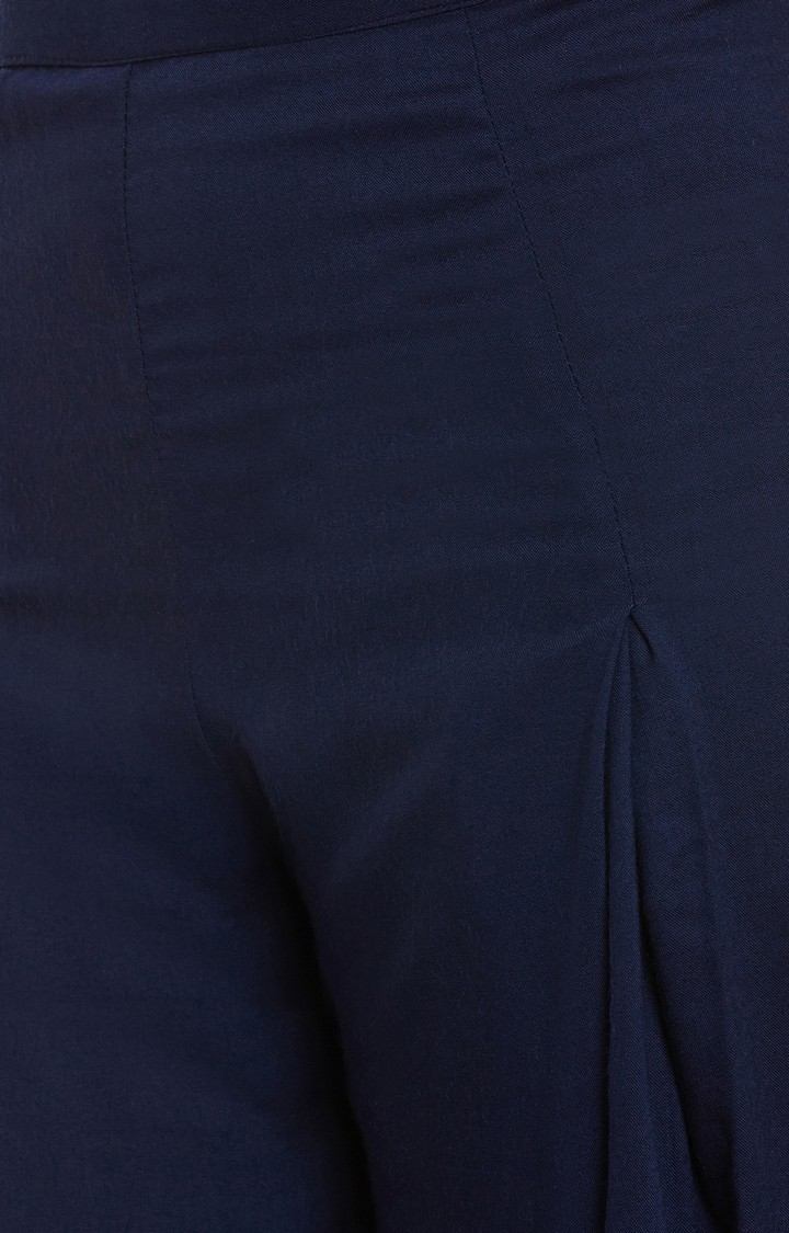Women's Blue Solid Culottes