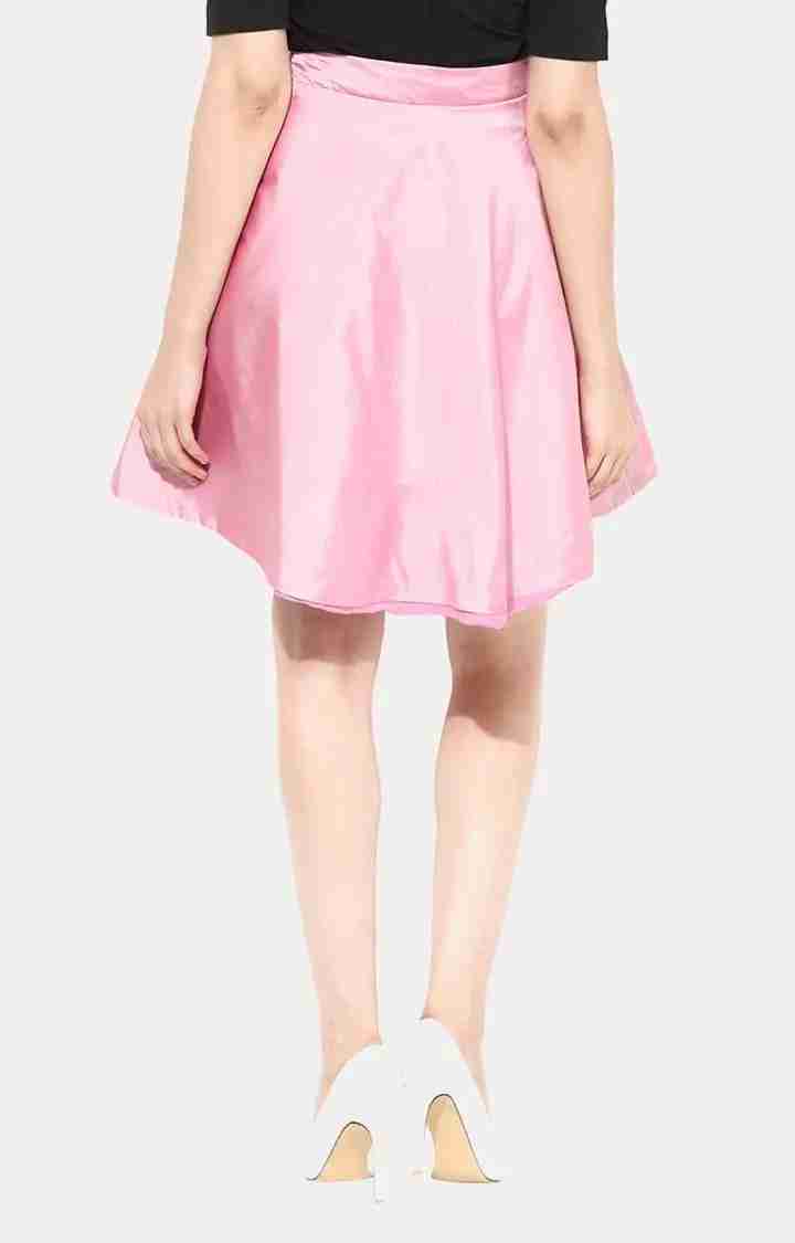 Women's Pink Solid Flared Skirt