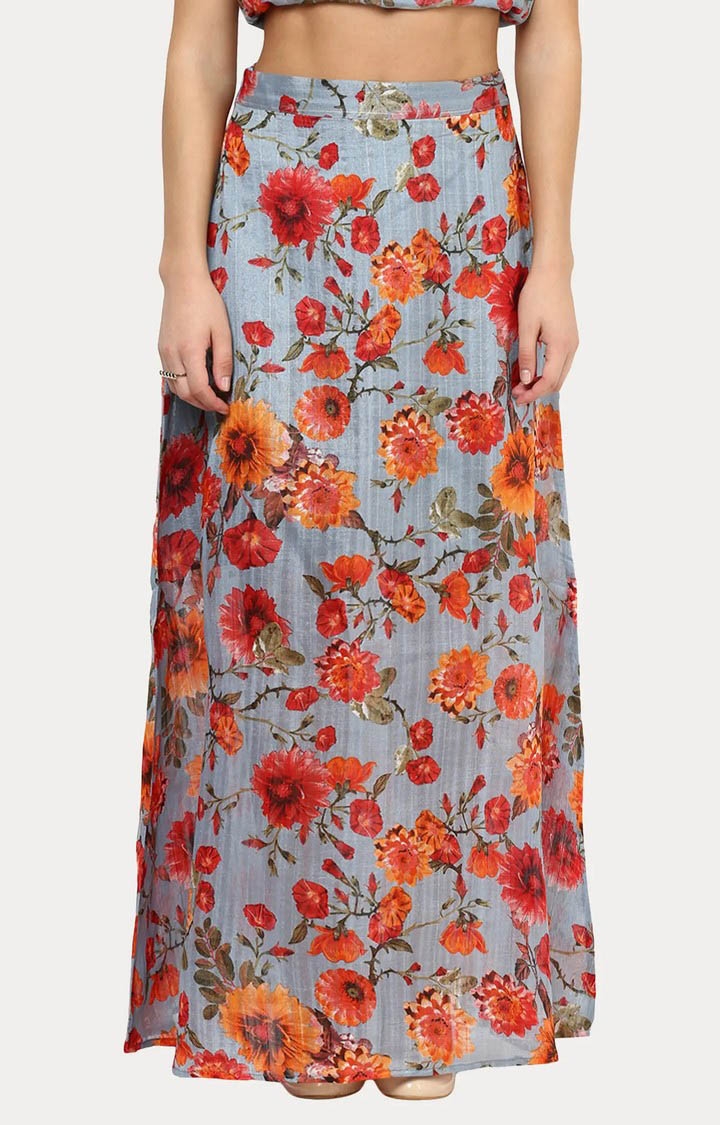 Women's Multi Floral Straight Skirt