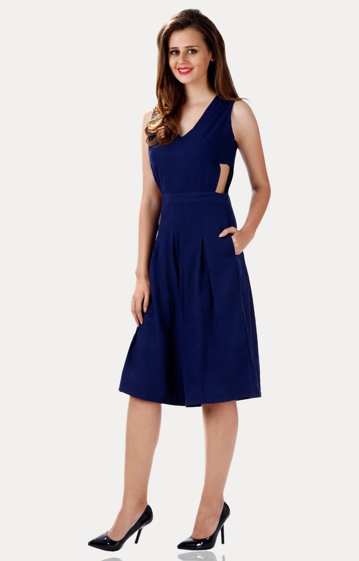 MISS CHASE | Women's Blue Solid Jumpsuits 1