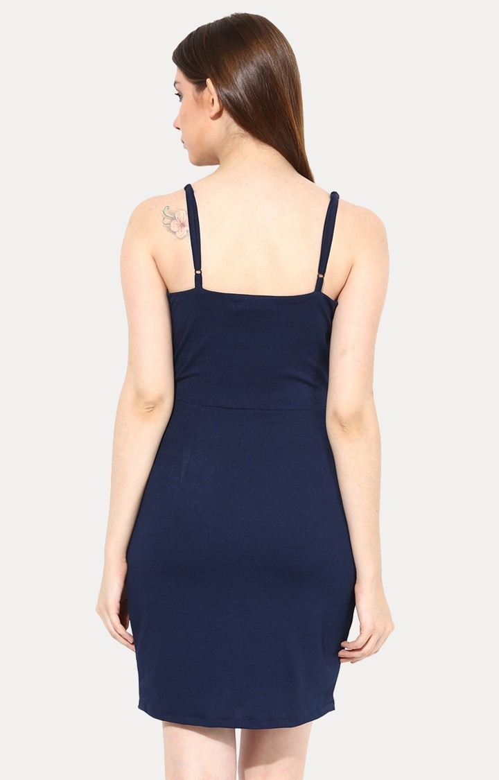 Women's Blue Polyester SolidEveningwear Sheath Dress