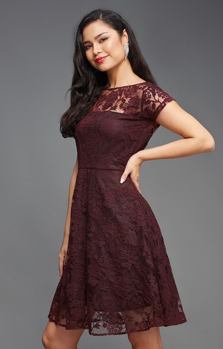 Women's Red Polyester  Dresses