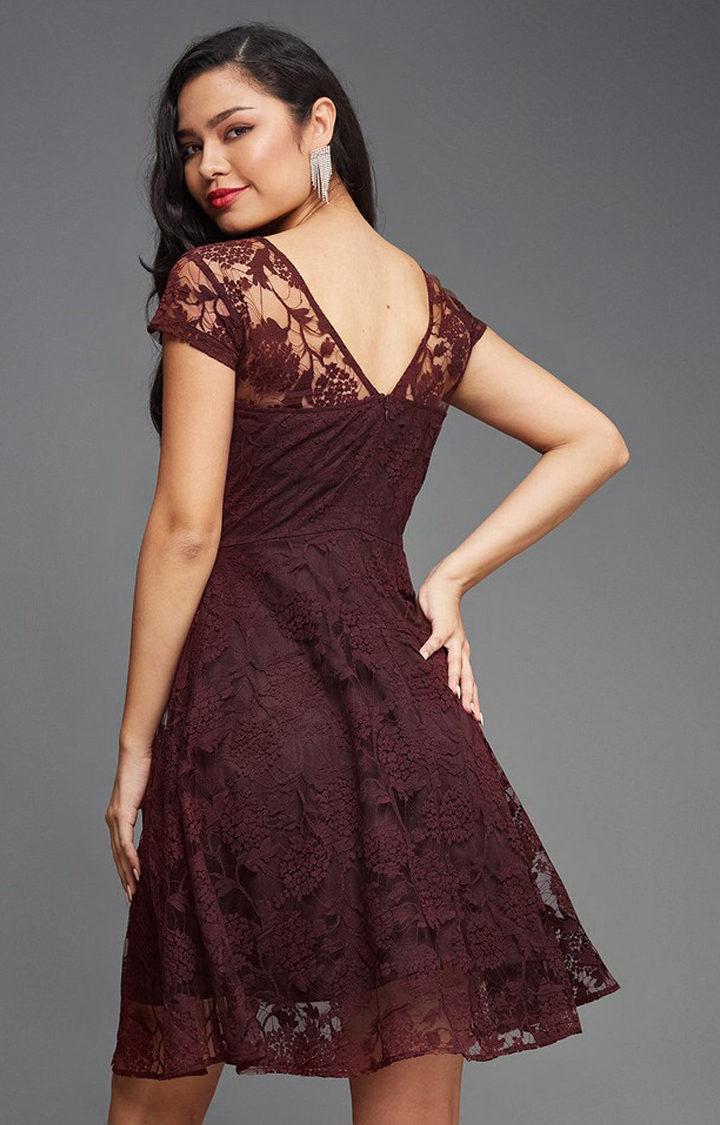 Women's Red Polyester  Dresses
