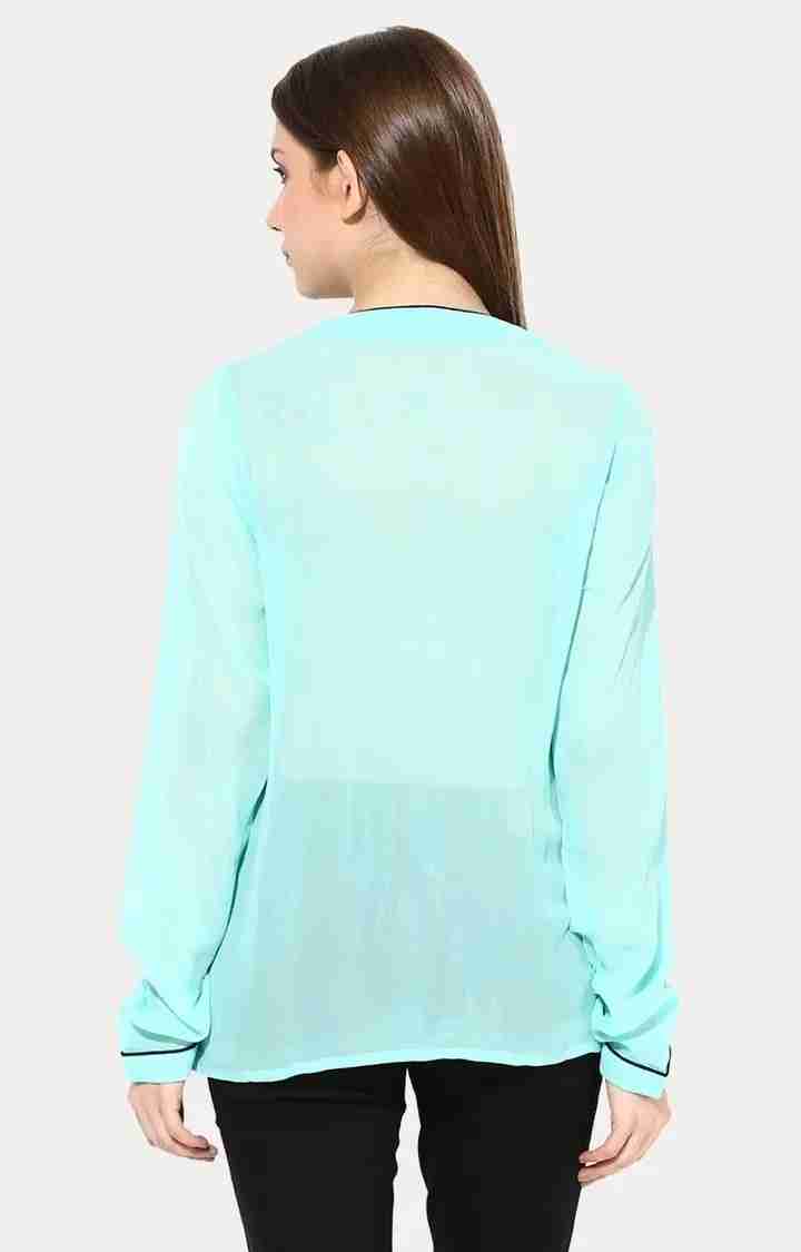 Women's Blue Cotton SolidCasualwear Casual Shirts