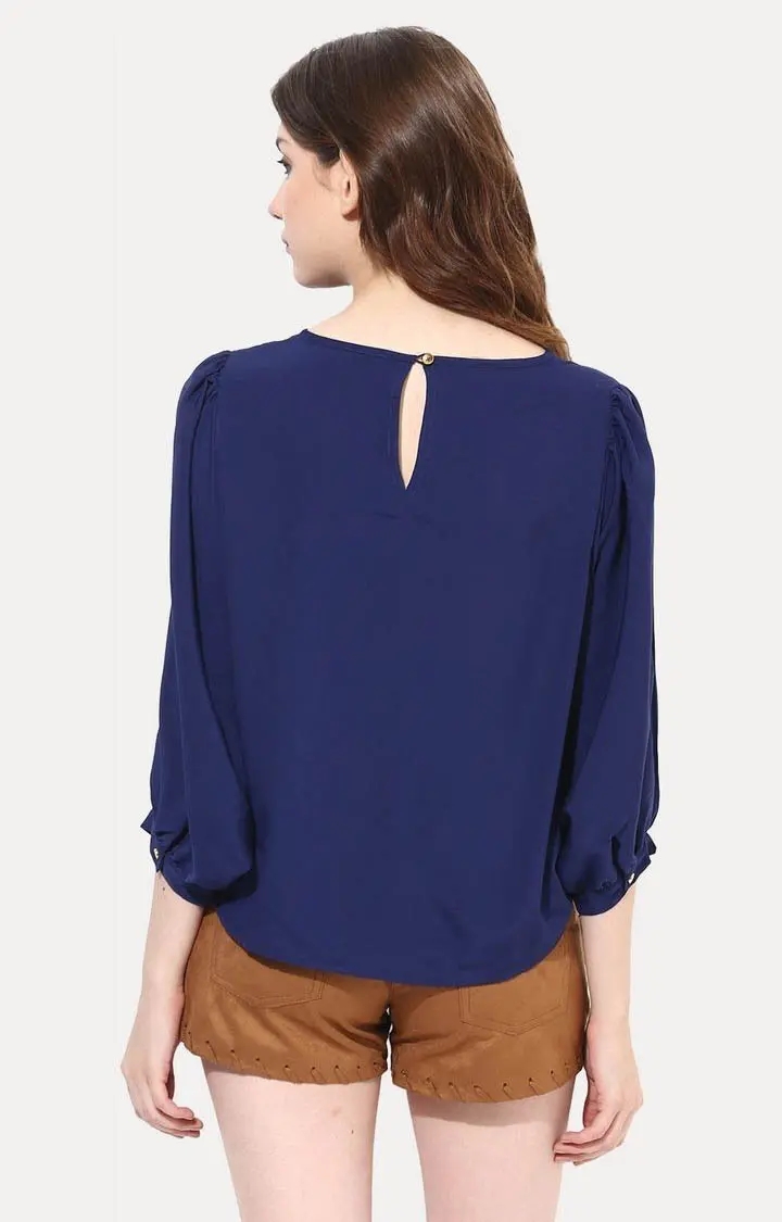 MISS CHASE | Women's Blue Solid Blouson Top 3