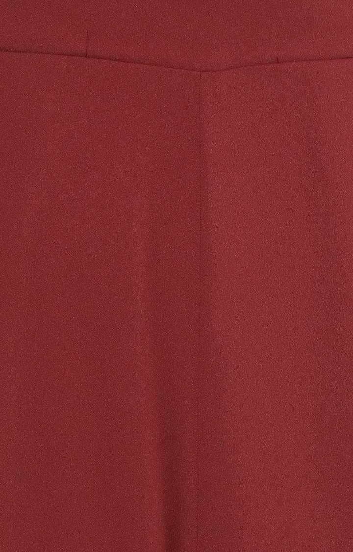 Women's Red Solid Culottes