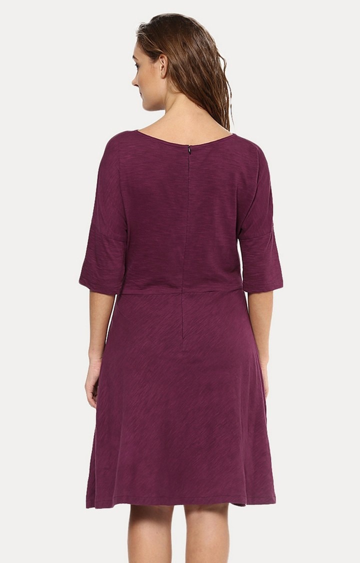 Women's Red Viscose SolidCasualwear Skater Dress