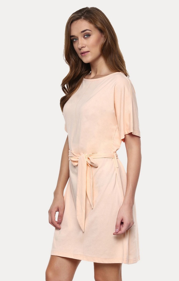 MISS CHASE | Women's Pink Solid Shift Dress 2