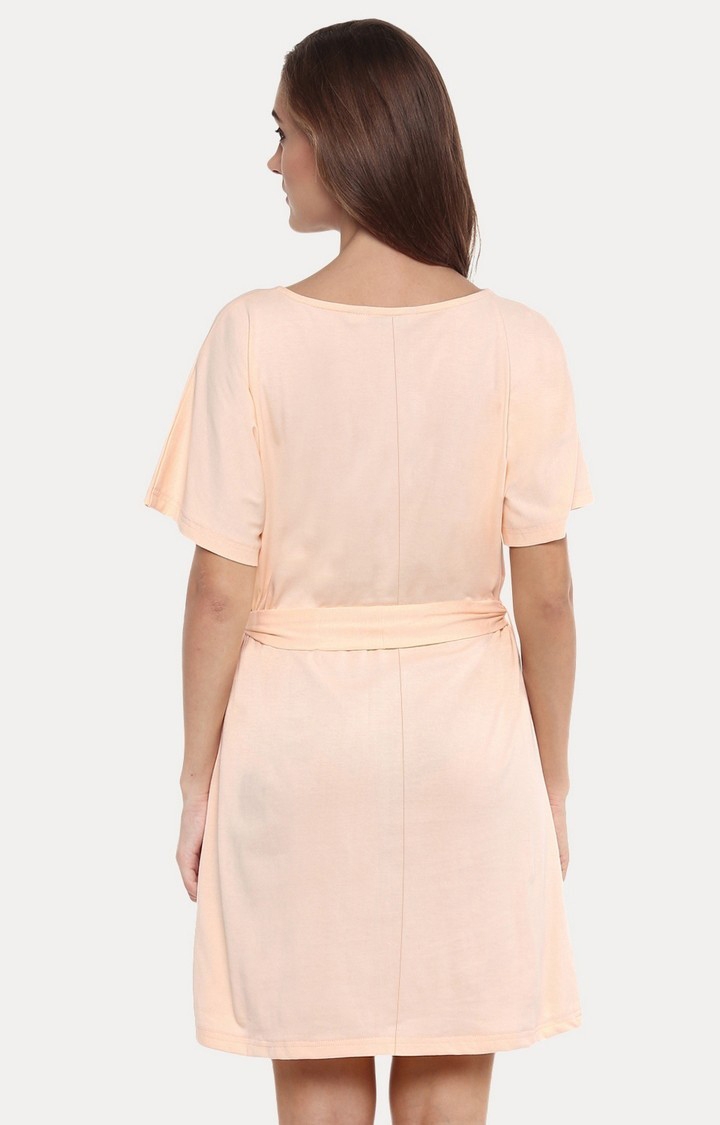 Women's Pink Viscose SolidCasualwear Shift Dress