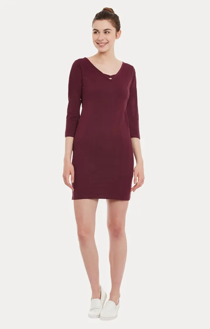 MISS CHASE | Women's Red Solid Shift Dress 1