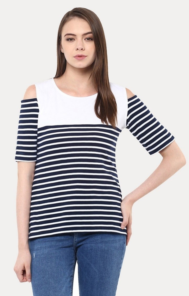 MISS CHASE | Women's Blue Striped Tops 0
