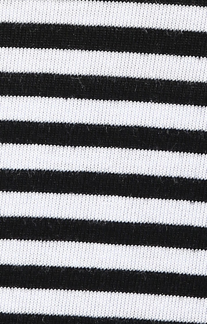 Women's Black Viscose StripedCasualwear Tops