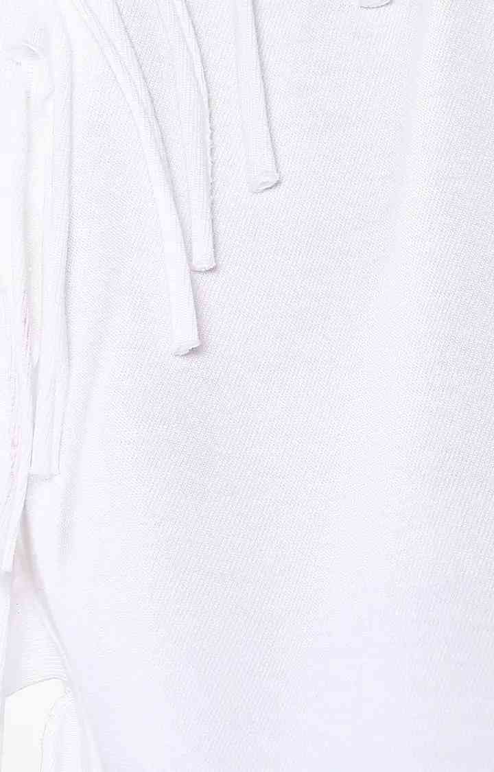 Women's White Viscose SolidCasualwear Tops