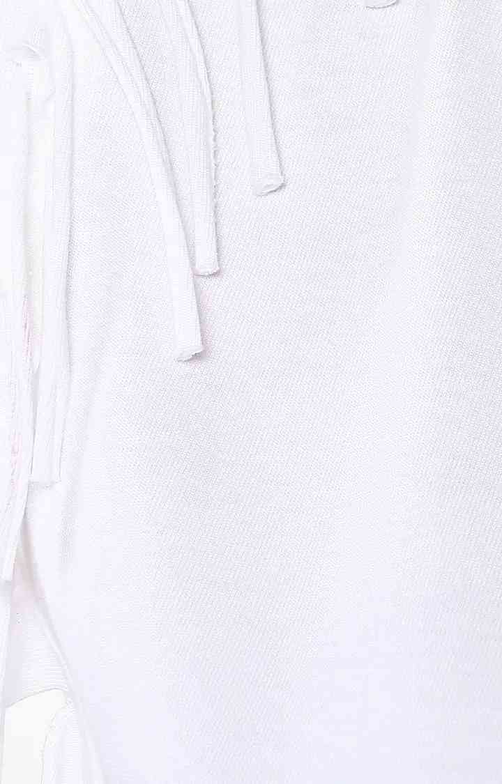 Women's White Viscose SolidCasualwear Tops