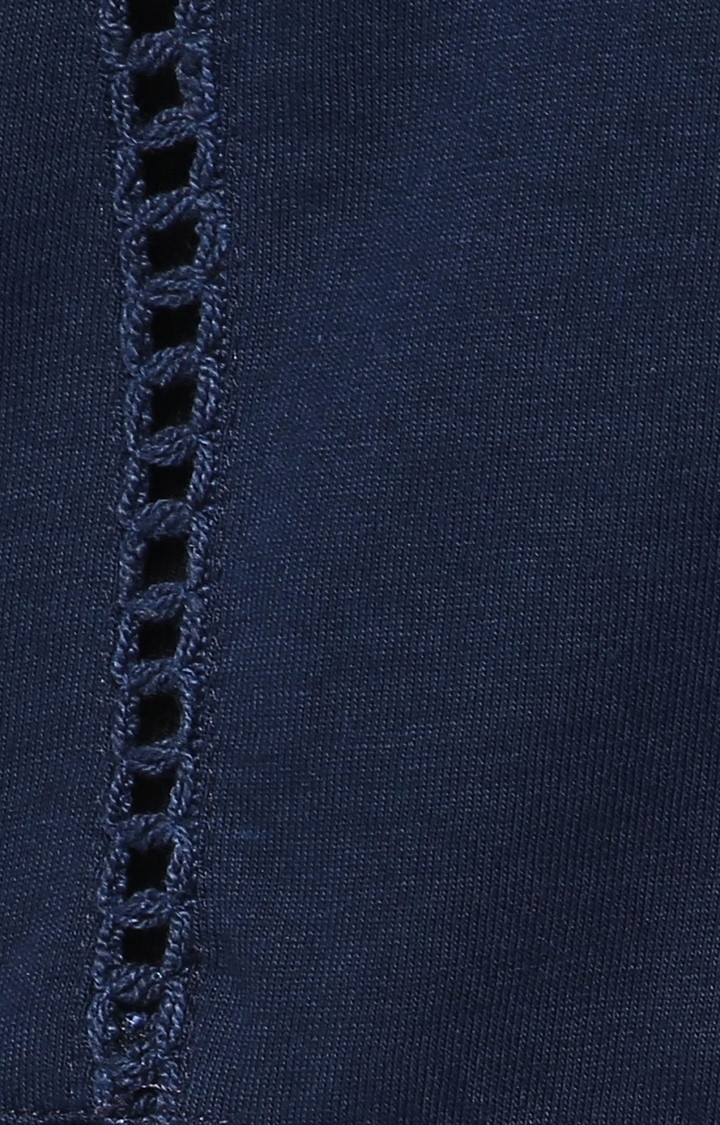 Women's Blue Viscose SolidCasualwear Tops