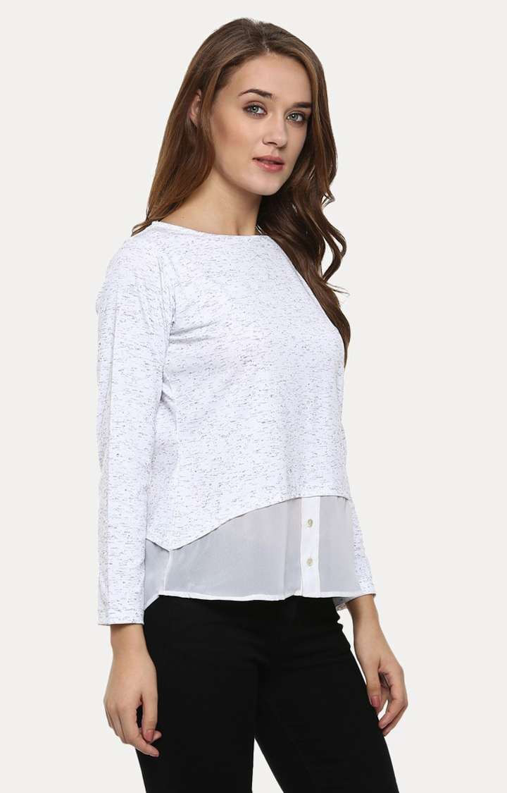 Women's White Viscose MelangeCasualwear Regular T-Shirts
