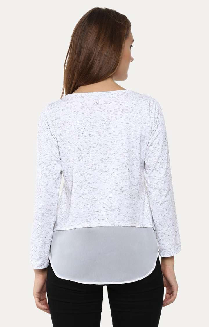 Women's White Viscose MelangeCasualwear Regular T-Shirts