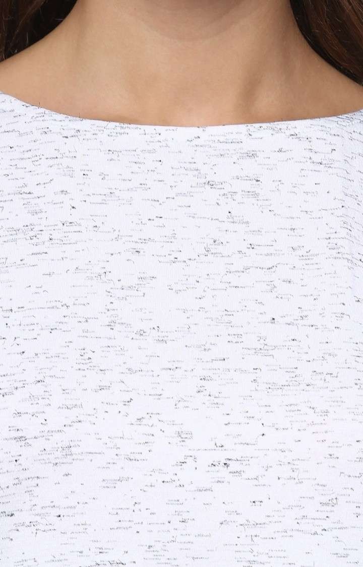 Women's White Viscose MelangeCasualwear Regular T-Shirts