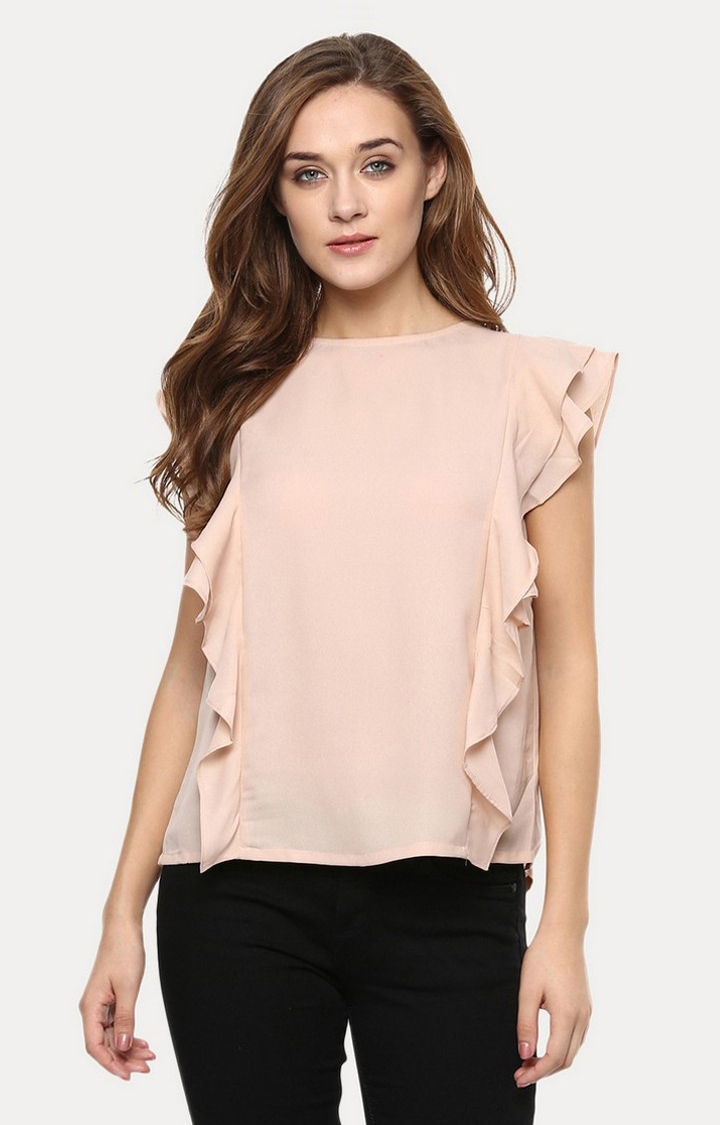 MISS CHASE | Women's Beige Solid Tops