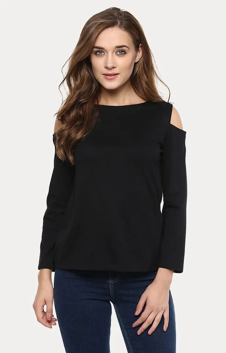 MISS CHASE | Women's Black Solid Tops