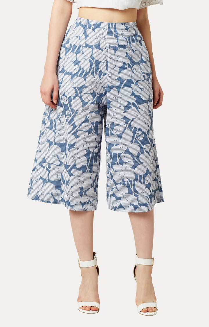 MISS CHASE | Women's Blue Floral Culottes