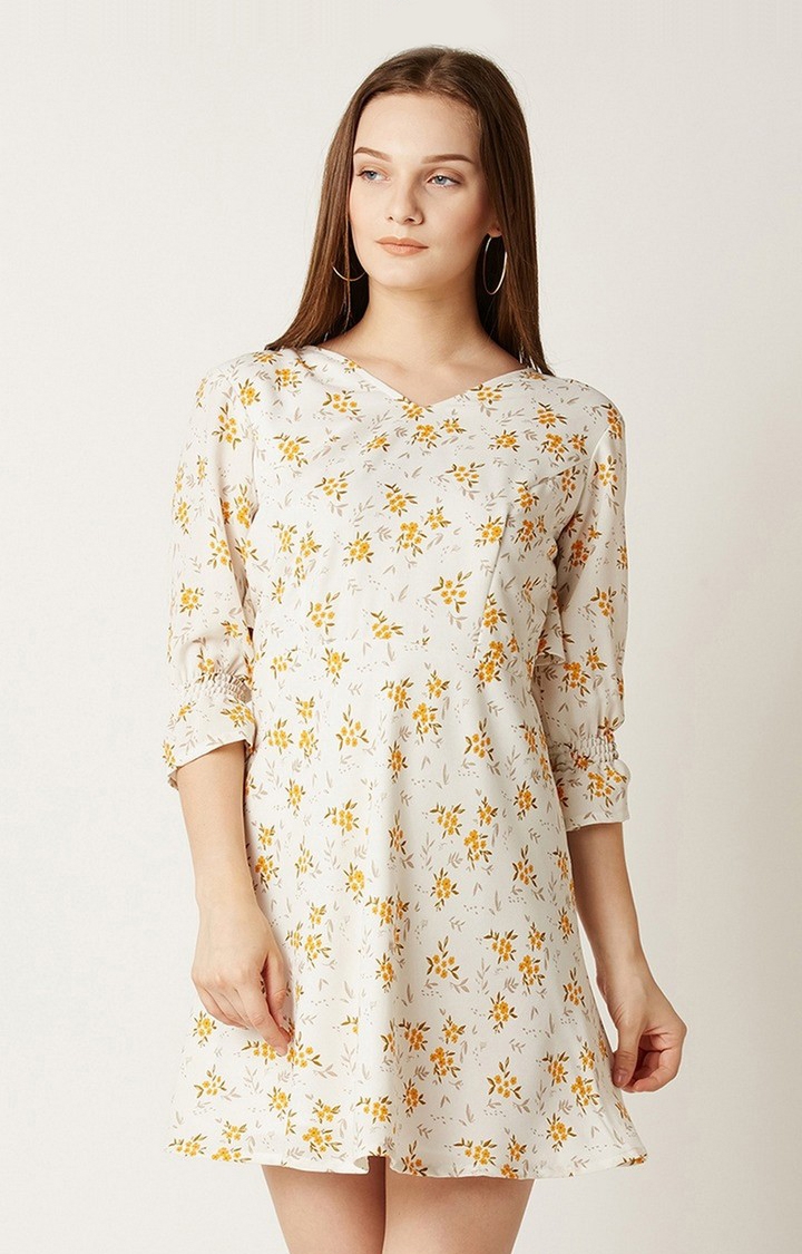 MISS CHASE | Women's White Floral Shift Dress
