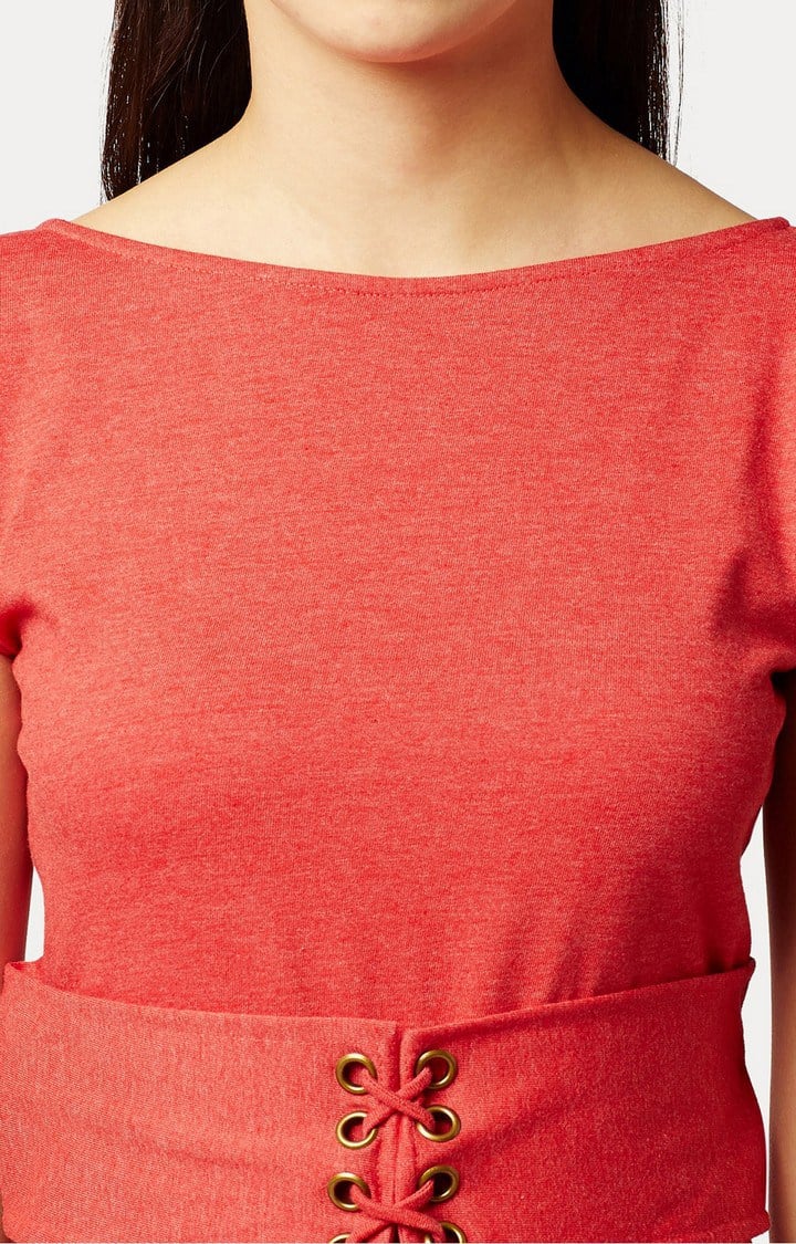 Women's Red Cotton SolidCasualwear Shift Dress