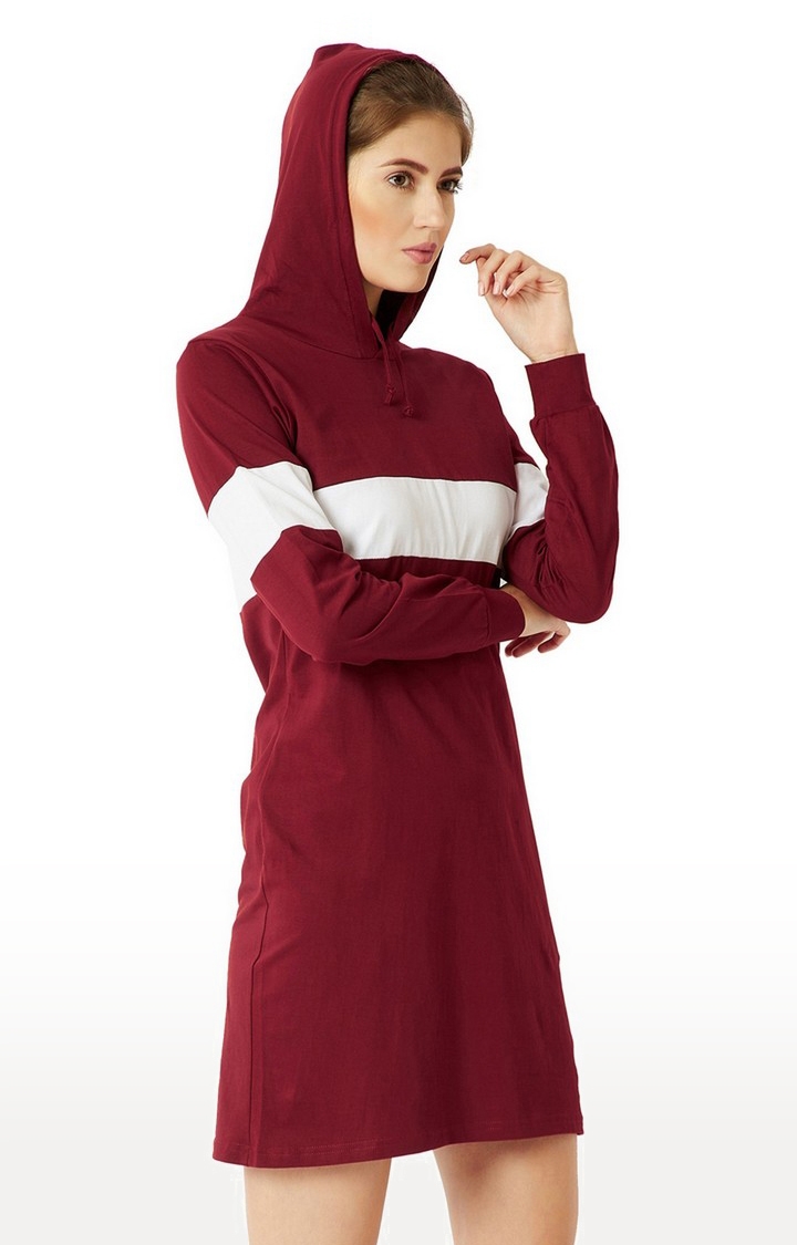 Women's Red Cotton ColourblockCasualwear Shift Dress