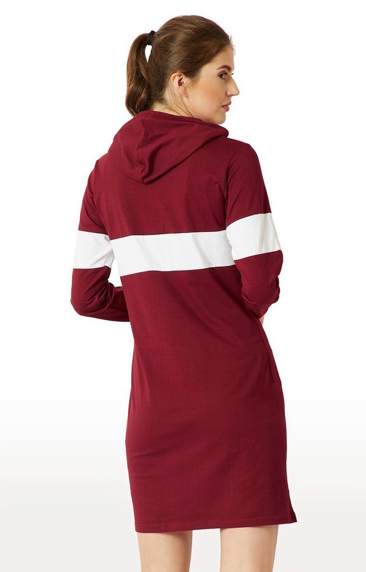 Women's Red Cotton ColourblockCasualwear Shift Dress