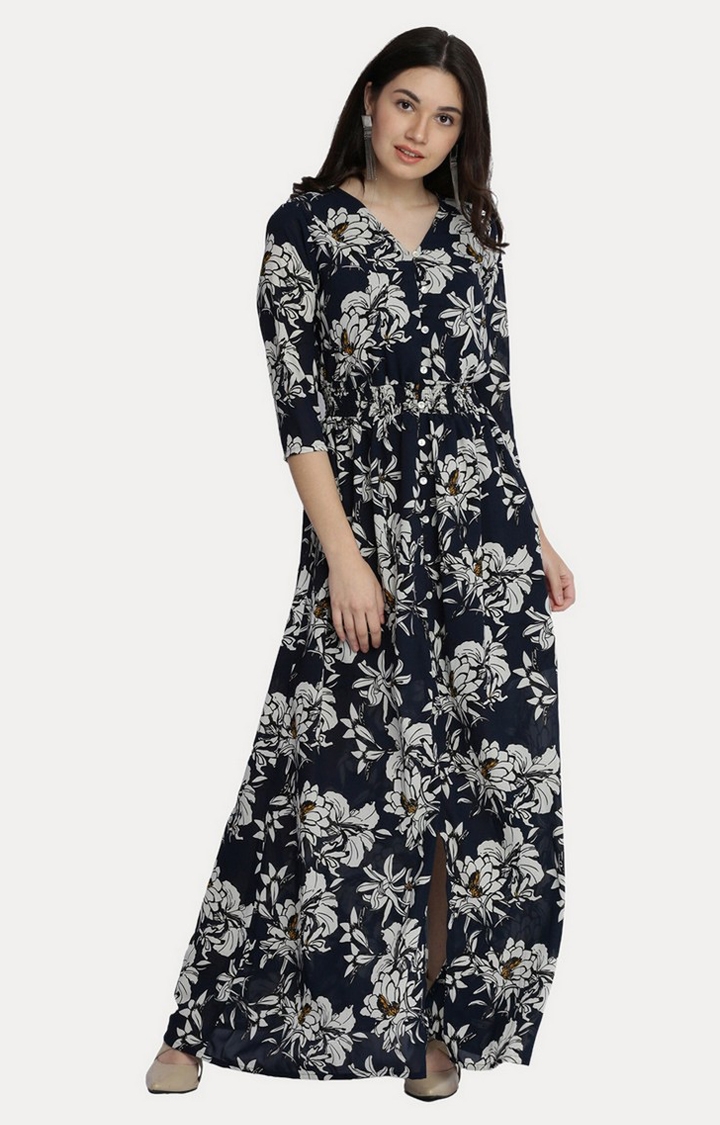 MISS CHASE | Women's Multi Georgette FloralCasualwear Maxi Dress