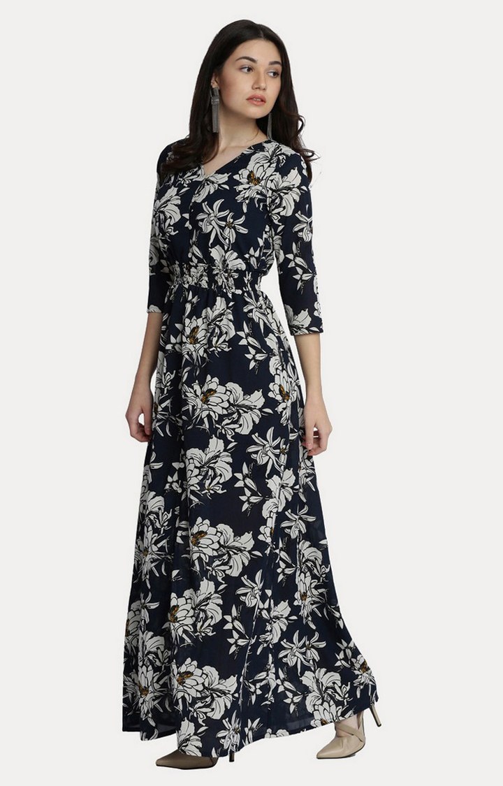 Women's Multi Georgette FloralCasualwear Maxi Dress