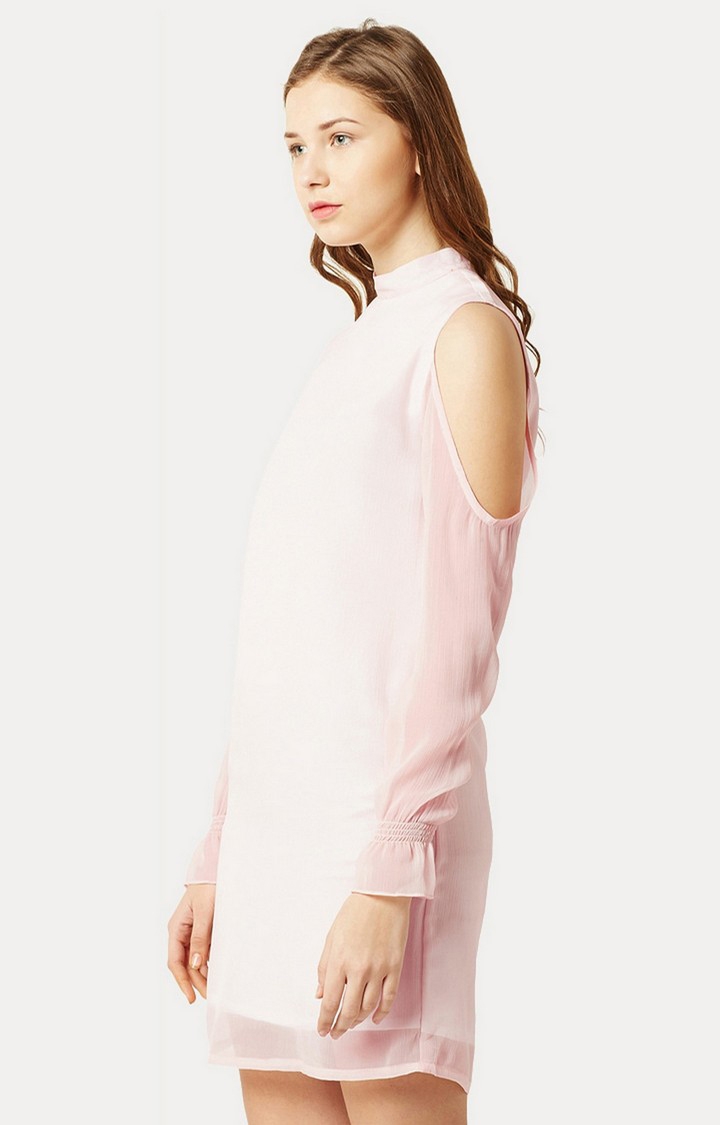 Women's Pink Chiffon SolidEveningwear Shift Dress