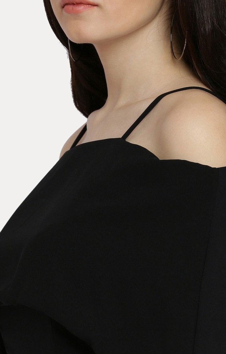 MISS CHASE | Women's Black Solid Off Shoulder Dress 4