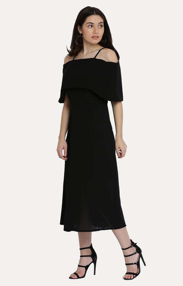 MISS CHASE | Women's Black Solid Off Shoulder Dress 2