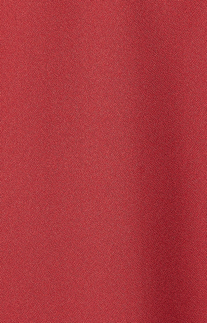 Women's Red Crepe SolidCasualwear Jumpsuits