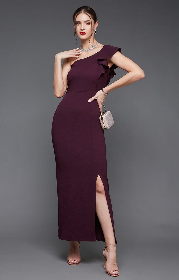 Women's Purple Polyester  Dresses