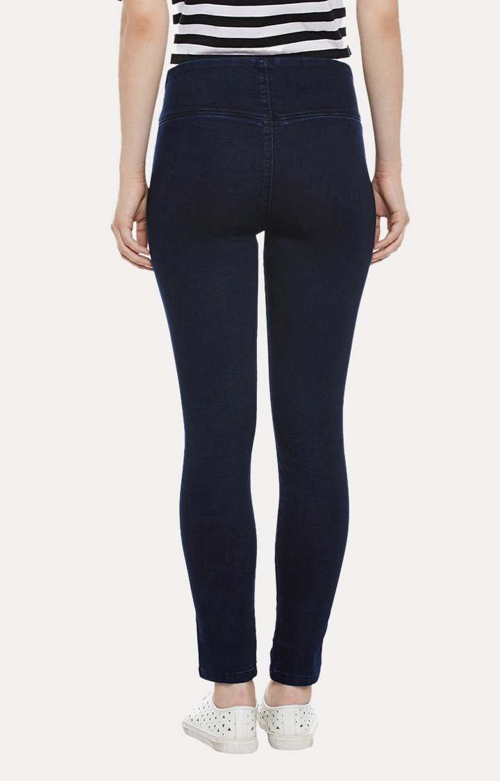 Women's Blue Solid Jeggings