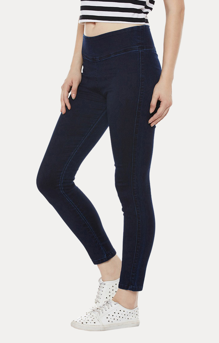 Women's Blue Solid Jeggings