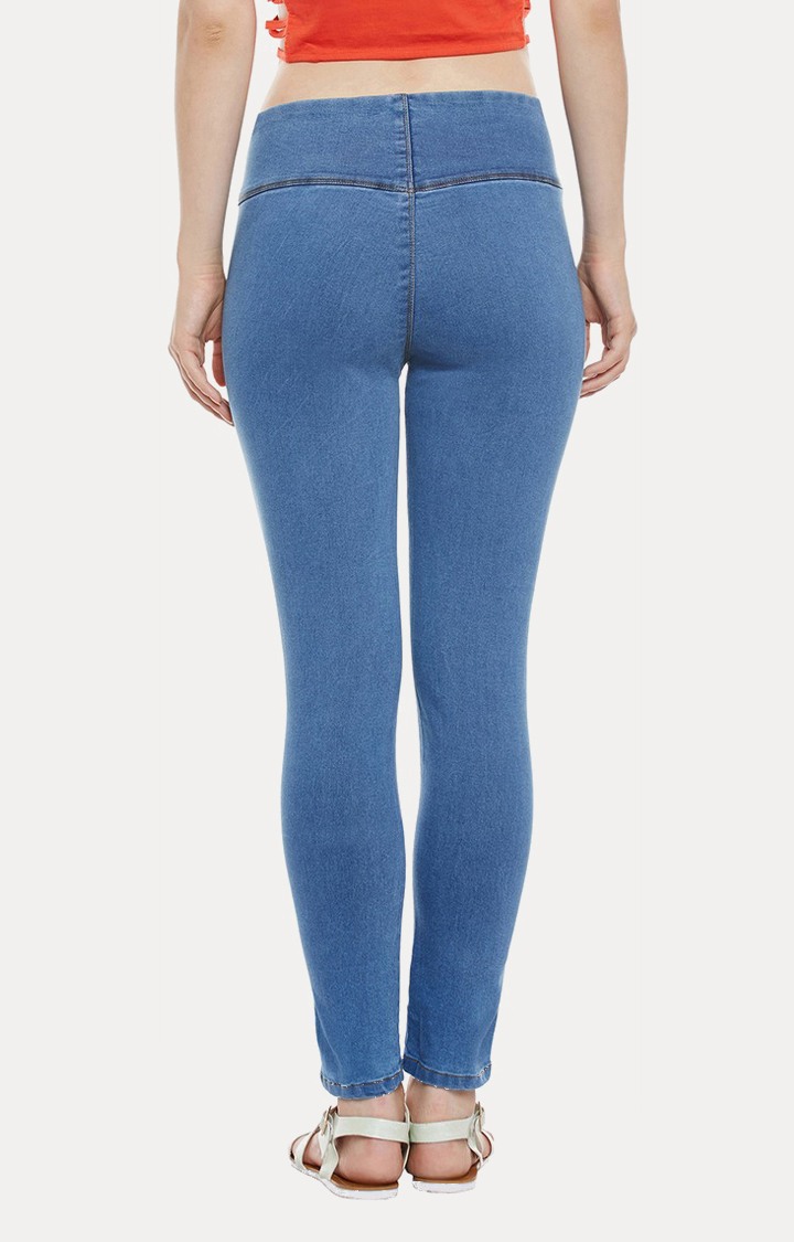 Women's Blue Solid Jeggings