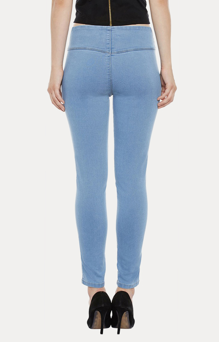 Women's Blue Solid Jeggings