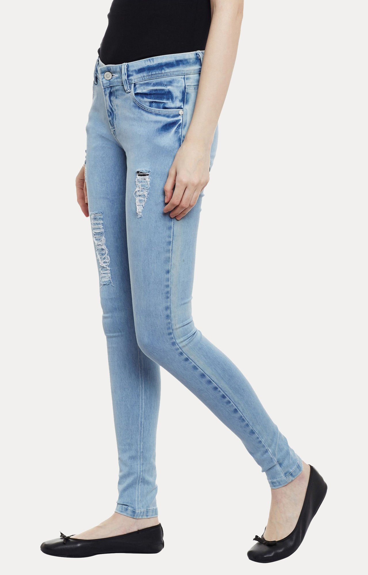Women's Blue Solid Skinny Jeans
