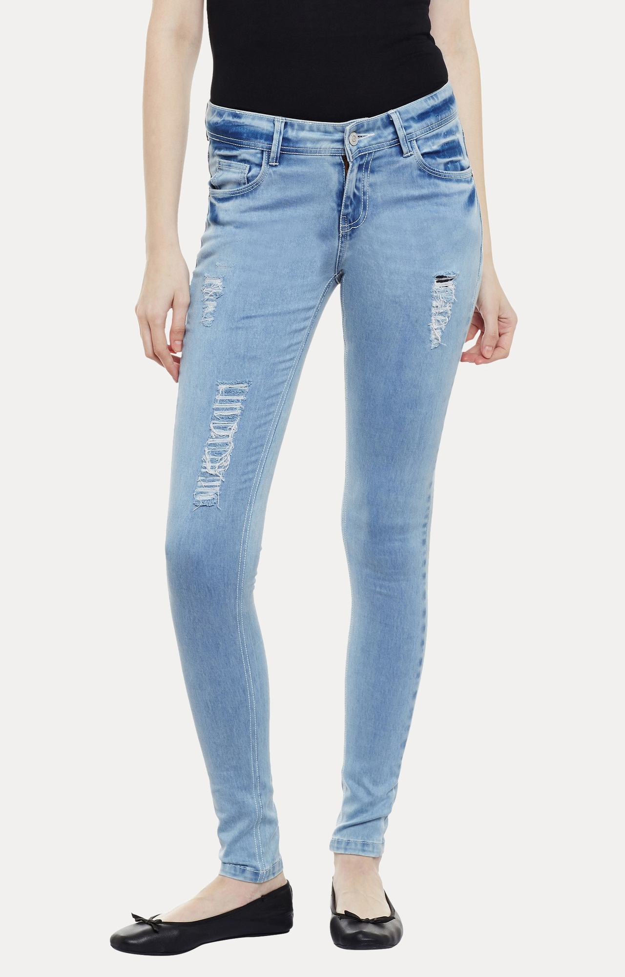 MISS CHASE | Women's Blue Solid Skinny Jeans